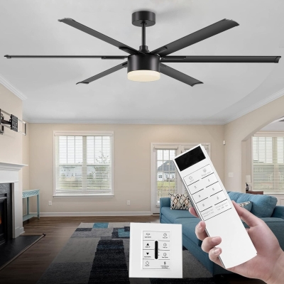 72 in. Black Ceiling Fans with Lights Remote Control Wall Switch, Contemporary Modern Industrial Ceiling Fans for Indoor Outdoor Use