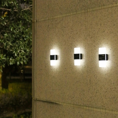 White Outdoor Solar Garden Light, Waterproof Outdoor Solar Wall Light for Pathway, Set of 2