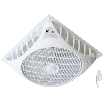 White Ceiling Fan NO Light, Reversible DC Ceiling Fan with Remote Control, Square Ceiling Fan