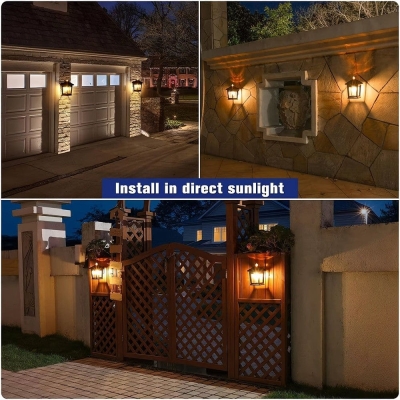 Outdoor Solar Wall Light, Waterproof Outdoor Vintage Black Wall Motion Sensor Light, Outdoor Villa Night Light for Exterior Porch Patio Garage Patio