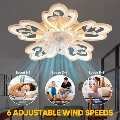 Flower Shaped Modern Ceiling Fan with Lights Remote Control, LED Ceiling Fan Lamp, Dimmable Fandelier