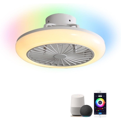 Low Profile Ceiling Fan with Light, Smart Bladeless Ceiling Fan with Alexa Google Assistant APP Control, RGB Ambient Light Bedroom Ceiling Fans