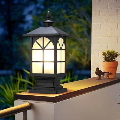 Durable Aluminum Post Lamp with Frosted Glass Shade, Waterproof, Rust-Proof, Ideal for Garden, Villa Fence, and Gate Post, 3 Styles Available