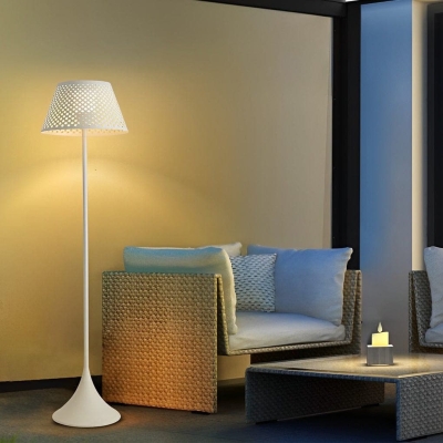 Elegant Perforated Outdoor Floor Lamp with Stainless Steel Stand and Solar-Powered LED for Indoor and Outdoor Use, Eco-Friendly and Durable