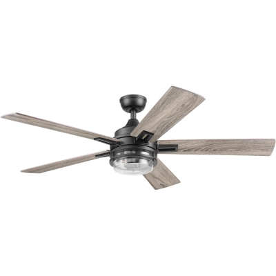 52 in. Matte Black Contemporary Ceiling Fan with Light and Remote Control, Indoor Reversible LED Ceiling Fan with Light