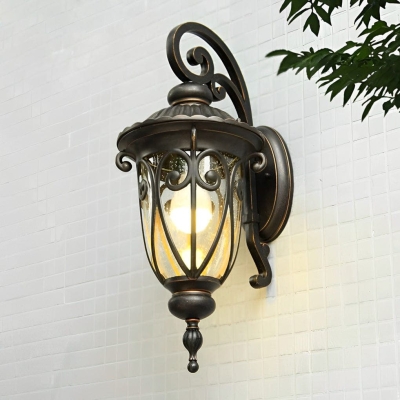 Durable Aluminum Alloy Outdoor Wall Light with Antique Lantern Style and Bubble Glass Shade for Gardens, Balconies, and Corridors