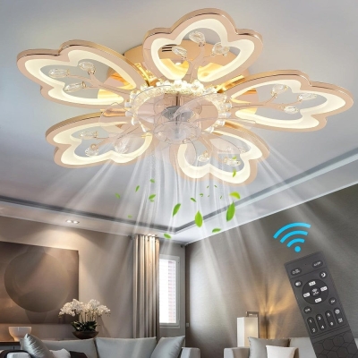 Flower Shaped Modern Ceiling Fan with Lights Remote Control, LED Ceiling Fan Lamp, Dimmable Fandelier