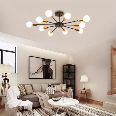 10-Light Sputnik Pendant Light Semi Flush Mount Ceiling Light , Modern Black Sputnik Pendant Light for Kitchen Living Room Dining Room