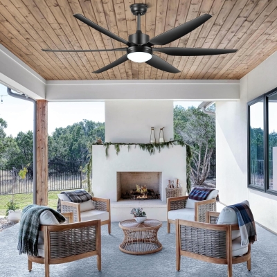 66 in. Contemporary Ceiling Fans with Lights and Remote for Living Room Bedroom, Large Black Outdoor Ceiling Fan for Patio Porch Garage, Warehouse Ceiling Fans