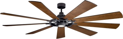 85 in. Large Ceiling Fan with Lights, 9 Blade Modern Contemporary Industrial Looking Ceiling Fan, Large Black Ceiling Fan for Living Room
