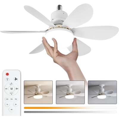 21 in. Screw In Mini Ceiling Fan for Bedroom Kitchen and Small Rooms, Small Socket Fan with Light and Remote