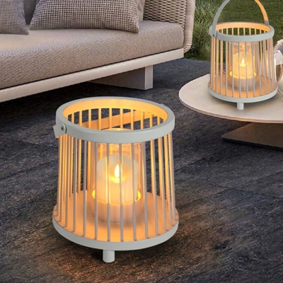 Durable Galvanized Steel Outdoor Lantern with Transparent Glass Shade, Waterproof, Dustproof, and Portable with 8-10 Hour Rechargeable Battery