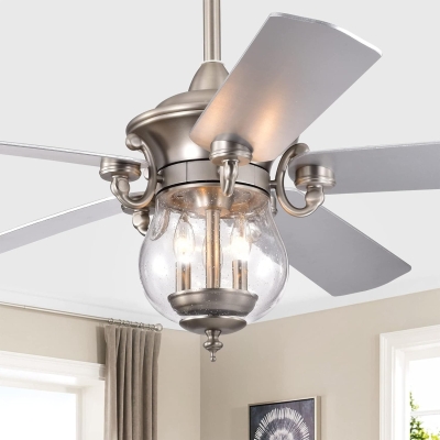 28 in. Silver Remote Control Ceiling Fans, Short Blade Ceiling Fan