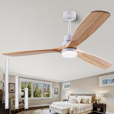 56 in. Wood Remote Control Fan, Farmhouse Indoor Outdoor Wood Ceiling Fan, 3 Blade Modern Ceiling Fan for Patio Living Room Bedroom