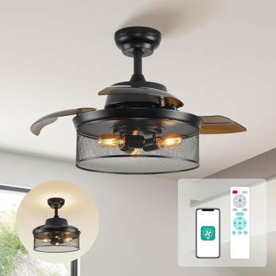 36 in. Pretty Ceiling Fans with Light Remote, Black Industrial Looking Ceiling Fan for Living Room Bedroom Kitchen, Outdoor Fan for Patio