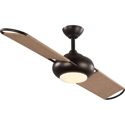 54 in. Contemporary 2-Blade Outdoor Ceiling Fan with LED Light and Reversible Motor in Architectural Bronze
