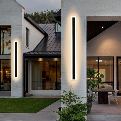 Indoor Outdoor Long Linear Wall Light, Modern Black LED Wall Lamp, Waterproof Outdoor Wall Sconces, Exterior Wall Mount Light Fixture