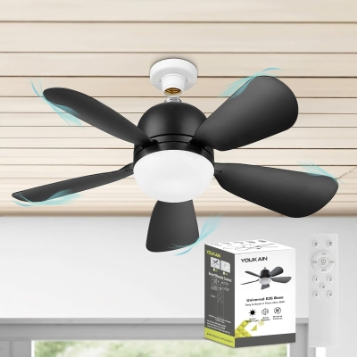 20 in. Black Ceiling Fan with Lights and Remote, Dimmable Light Socket Fan, Small Ceiling Fan for Bedroom Kitchen, Garage Ceiling Fan