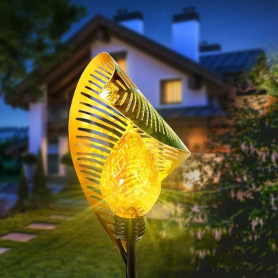 Unique Curled Leaf Solar Ground Lights with Adjustable Solar Panels, Easy to Install, Beautiful Garden Decoration for Your Yard