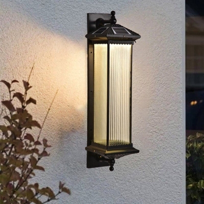 Solar Outdoor Wall Light with Advanced LED Chip, Glass Lampshade, Retro Design, IP65 Waterproof, No Wiring Needed, Safe for All Weather