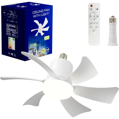 Socket Fan Light, LED Remote Control Ceiling Fan and Light, Bedroom Ceiling Fans, Living Room Ceiling Fan with Light, Kitchen Ceiling Fans