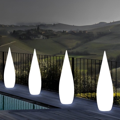 Versatile Outdoor Water Drop Shaped Floor Lamp, Wiring, Charging, Solar Options, Waterproof, Remote Control, 16 Colors for Garden, Party, Festival Decor