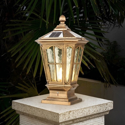 Durable Die Cast Aluminum Outdoor Solar Pillar Light with Waterproof Design, High-Efficiency Solar Panel, and Glass Lampshade for Energy Saving