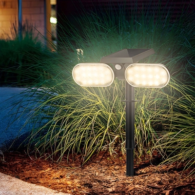Modern Black Solar LED Spot Light with Motion Sensor, 32 High-Brightness LEDs, Adjustable Heads, 180&deg; Rotation, Up to 12 Hours Lighting