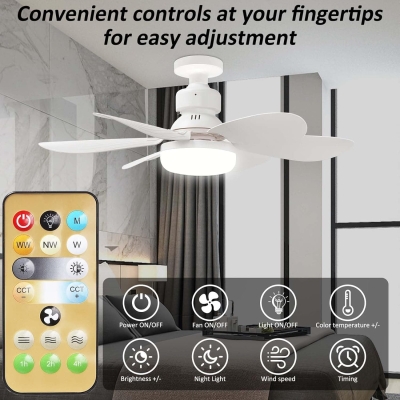 Dimmable Socket Fan Light with Remote Control for Bedroom Kitchen Living Room Dining Room