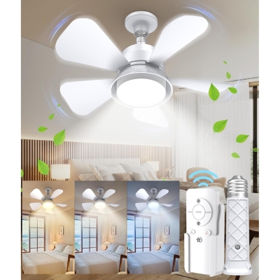 Socket Fan Light Ceiling Fans with Lights and Remote, Dimmable LED Ceiling Fan and Light, Screw In Ceiling Fan Bedroom Living Room Kitchen Closet