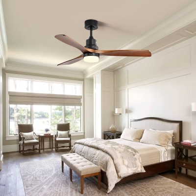 52 in. Ceiling Fan with Light and Remote Control, Farmhouse Wood Reversible Quiet Ceiling Fans with Light