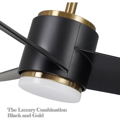 52 in. Modern Black Ceiling Fan with Light and Remote, 3 Blade Reversible Ceiling Fan for Bedroom Living Room Patio Porch