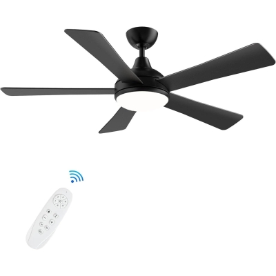 52 in. Black Ceiling Fan with Light and Remote, Reversible Quiet Modern Ceiling Fan for Bedroom Living Room Dining Room Patio