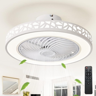 Remote Control Ceiling Fan with Light, Modern LED Dimmable Low Profile Enclosed Ceiling Fan for Bedroom Living Room