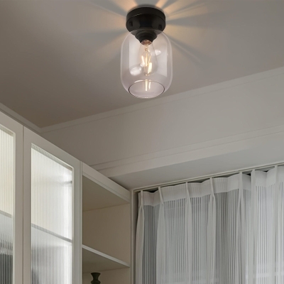 Set of 2 Industrial Semi Flush Mount Ceiling Light with Clear Glass for Hallway Entryway Closet