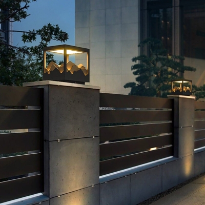 Elegant Waterproof Stainless Steel Landscape Lighting with Mountain Scenery Patterns for Garden, Patio, Walkway, Warm Night Light
