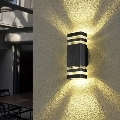 Modern Black Outdoor Wall Light, LED Up and Down Wall Lights for Aisle Balcony Courtyard Villa Corridor