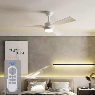 52 in. White Ceiling Fan with Remote Control, LED Dimmable Indoor Ceiling Fans for Bedroom Living Room, Outdoor Ceiling Fan for Patio