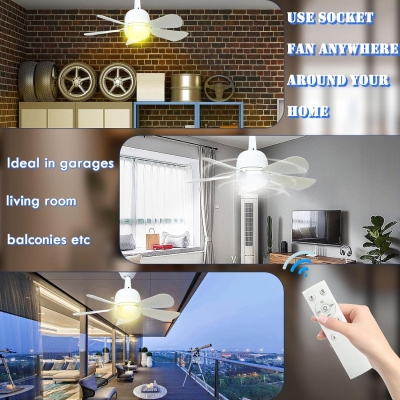 20 in. Quiet Ceiling Fans for Kitchen Bedroom Living Room Fan and Small Rooms, Socket Remote Control Ceiling Fan and Light