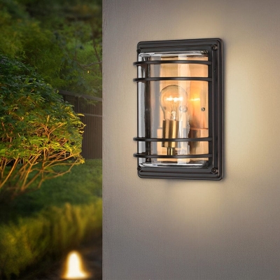 Durable Waterproof Outdoor Wall Light with Aluminum Alloy Frame and Glass Lampshade, Ideal for Courtyard, Garden, and Patio Lighting