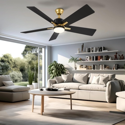52 in. Black Gold Ceiling Fan with Light and Remote APP Control, Modern Indoor Outdoor Fan Dimmable Fanlight