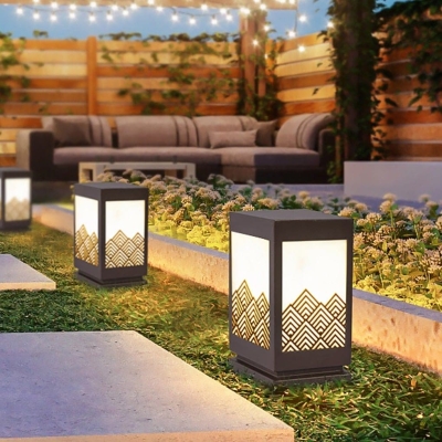 Elegant Waterproof Outdoor Light with Retro Hollow Pattern, Durable Stainless Steel Base for Garden, Patio, Balcony, Lawn, and Garage