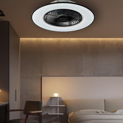 22 in. Smart Remote Control Ceiling Fan and Light, Modern Bladeless LED Dimmable Low Profile Flush Mount Ceiling Fan
