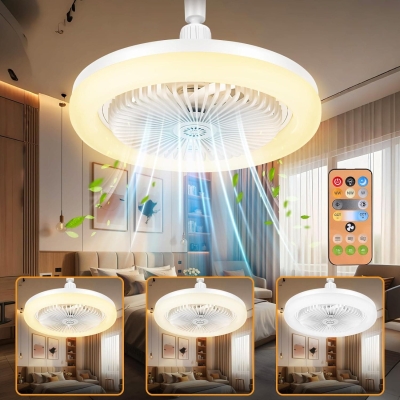 10 in. Low Profile Flush Mount Enclosed Ceiling Fan for Bathroom Bedroom Closet Kitchen Garage Patio Porch, Small Socket Fan Light with Remote