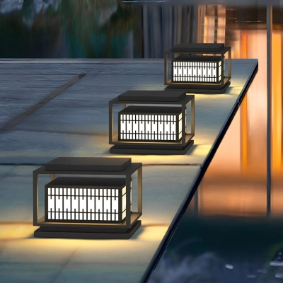 Minimalist Metal Frame Outdoor Fence Post Lamp, Waterproof, Rust-Proof, Warm Bright Deck &amp; Garden Light for All Weather Conditions