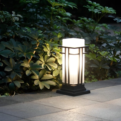 Durable Die-Cast Aluminum Outdoor Pillar Lights with Frosted Glass Lampshade, Weather-Resistant, Easy Installation for Fence, Gate Post, Garden