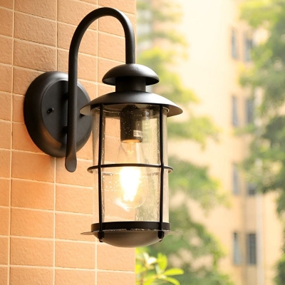 Durable Iron Outdoor Wall Light with High-Temperature Resistant Paint and Unique Glass Lampshade for Villas, Gardens, and Balconies