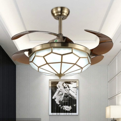 42 in. Invisible Luxury Ceiling Fans with Light and Remote, 4 Retractable Blades Chandeliers Ceiling Fans for Bedroom Living Room Dining Room