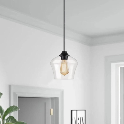 Glass Pendant Lights for Dining Room, Globe Kitchen Island Pendant Lights Fixture, Black Pendant Light