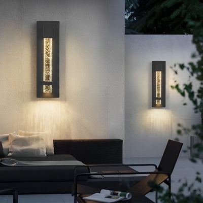 Energy-Efficient Black Bubble Outdoor Wall Lamp with Metal Body and Bubble Glass Shade, Waterproof, Rustproof, and Light-Controlled Options Available